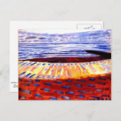 Mondrian - Zee na zonsondergang, kleurrijk schilde Briefkaart (Voorkant / Achterkant)
