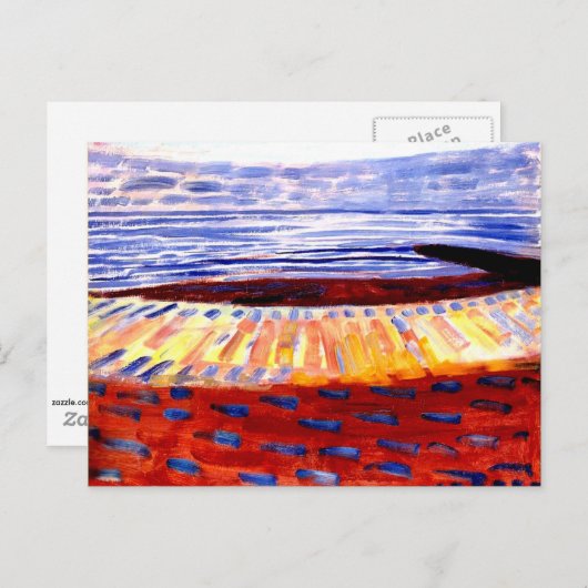 Mondrian - Zee na zonsondergang, kleurrijk schilde Briefkaart (Voorkant / Achterkant)