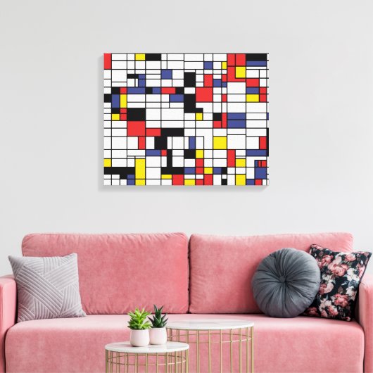Mondrianesque Canvas Afdruk (Insitu (Woonkamer))