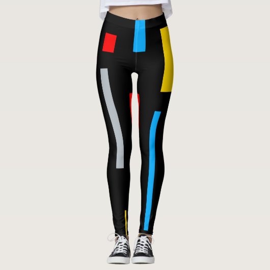 Mondrische geometrische primaire kleuren vierkants leggings (Voorkant)