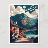 Mondsee Oostenrijk vintage reisillustratie Briefkaart (Voorkant)