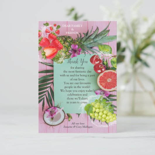Mondwaterende Tropische Vruchten Dank u RSVP Kaartje (Staand voorkant)