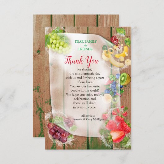 Mondwaterende Tropische Vruchten Dank u RSVP Kaartje (Voorkant / Achterkant)