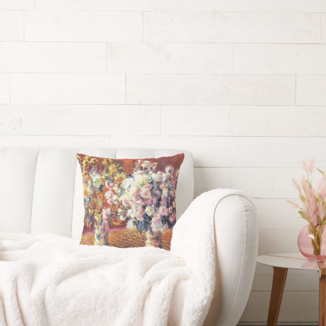 Mone - Two Vases with Chrysanthemums Kussen (Bank)