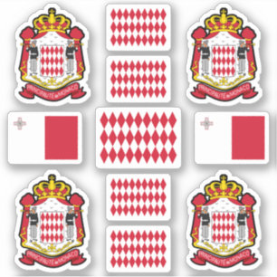 Monegaskische staatssymbolen / wapen en vlag sticker