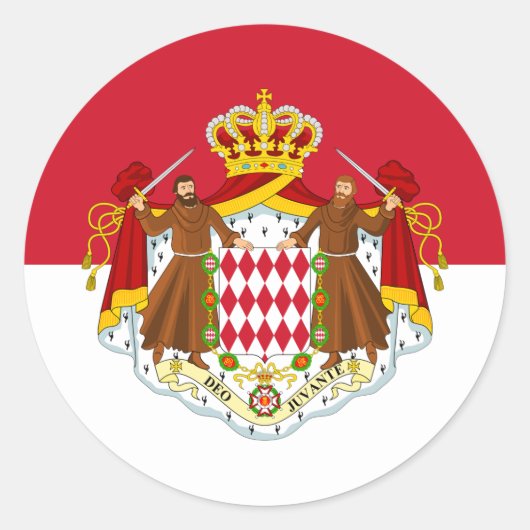 Monegaskische Vlag & Wapen, Vlag van Monaco Ronde Sticker (Voorkant)