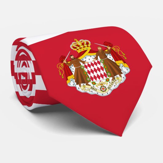 Monegaskische Vlag & Wapen, Vlag van Monaco Stropdas (Opgerold)