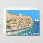 MONEMVASIA GRIEKENLAND Art Travel Briefkaart (Voorkant / Achterkant)