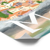 MONEMVASIA GRIEKENLAND Eiland Art Travel Illustrat Poster (Hoek)