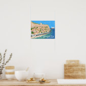 MONEMVASIA GRIEKENLAND Eiland Art Travel Illustrat Poster (Keuken)
