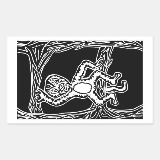 monenhoutbewerking rechthoekige sticker (Voorkant)