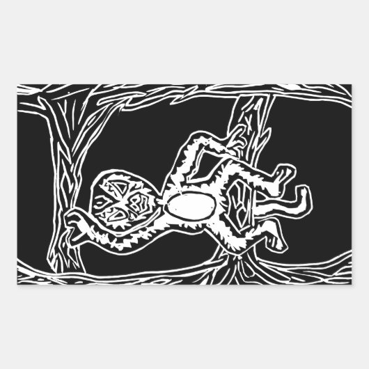 monenhoutbewerking rechthoekige sticker (Voorkant)