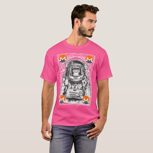Monero Space Monkey Crypto Art Moon Cryptocurrency T-shirt (Voorkant volledig)