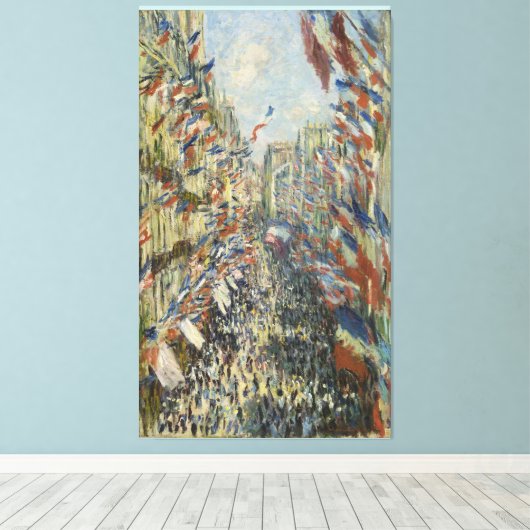 Monet 1878 The Rue Montorgueil in Parijs Canvas Afdruk (Insitu (Houten vloer))
