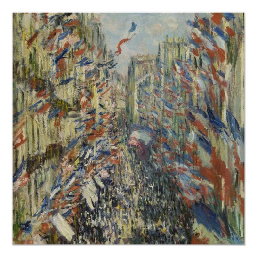 Monet 1878 The Rue Montorgueil in Parijs Perfect Poster (Voorkant)