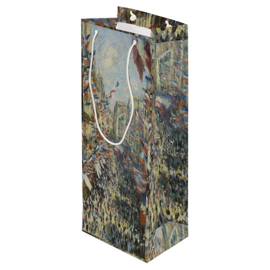 Monet 1878 The Rue Montorgueil in Parijs Wijn Cadeautas (Achterkant Gekanteld)