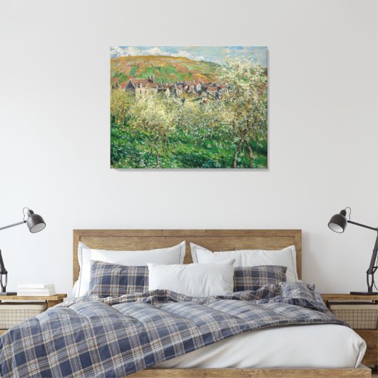  Monet 1879 bloeiende pruimelbomen Canvas Afdruk (Insitu (Slaapkamer))