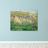  Monet 1879 bloeiende pruimelbomen Canvas Afdruk (Insitu (Houten vloer))