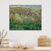 Monet 1879 bloeiende pruimelbomen Poster (Keuken)