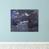 Monet  A Seascape Shipping by Moonlight Canvas Afdruk (Insitu (Houten vloer))