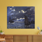 Monet  A Seascape Shipping by Moonlight Canvas Afdruk (Insitu (Woonkamer))