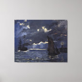 Monet  A Seascape Shipping by Moonlight Canvas Afdruk (Voorkant)