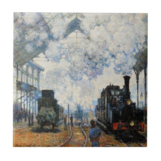 Monet - Aankomst van de Normandische trein, tegel Tegeltje (Voorkant)