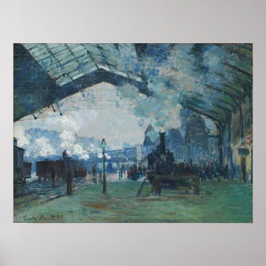 Monet - aankomst van de trein Normandië Poster (Voorkant)