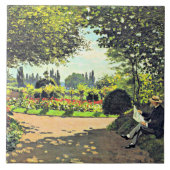 Monet - Adolphe Monet Lezen in de tuin Tegeltje (Voorkant)