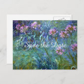 Monet Agapanthus Flowers Save the Date Wedding Aankondigingskaart (Voorkant / Achterkant)