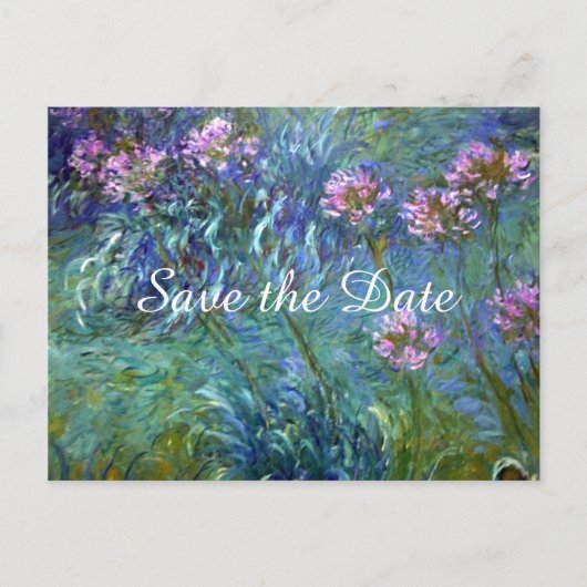 Monet Agapanthus Flowers Save the Date Wedding Aankondigingskaart (Voorkant)