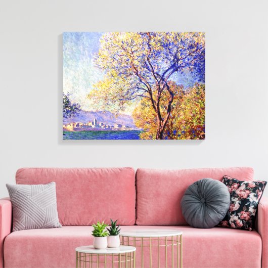 Monet - Antibes gezien vanuit de Salis-tuinen, Canvas Afdruk (Insitu (Woonkamer))