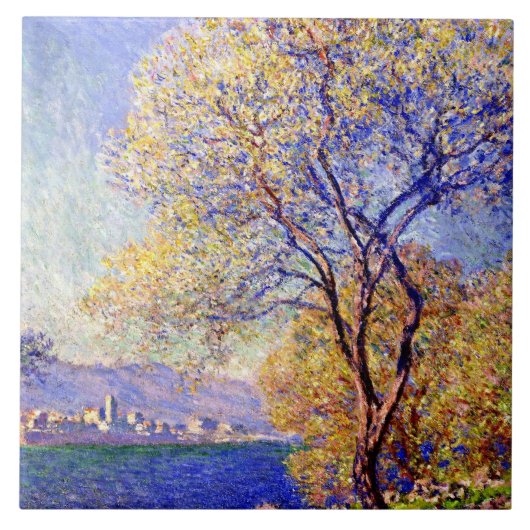 Monet - Antibes gezien vanuit de Salis-tuinen,  Tegeltje (Voorkant)