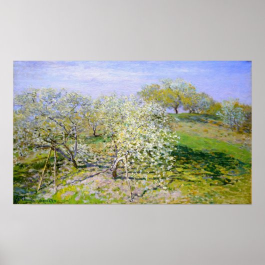 Monet - Appelbomen in bloei 1873 Poster (Voorkant)