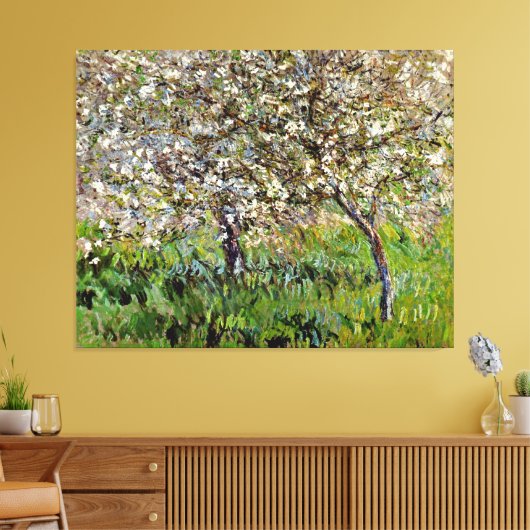 Monet - Appelbomen in bloei Canvas Afdruk (Insitu (Woonkamer))