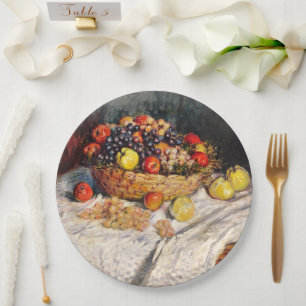 Monet - appelen en druiven, papieren bordje