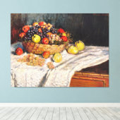 Monet - Appels en druiven, stilleven schilderij Canvas Afdruk (Insitu (Houten vloer))