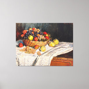 Monet - Appels en druiven, stilleven schilderij Canvas Afdruk