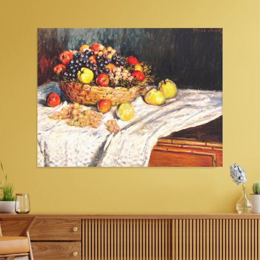 Monet - Appels en druiven, stilleven schilderij Canvas Afdruk (Insitu (Woonkamer))