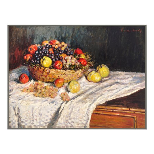 Monet - Appels en druiven, stillevenschilderij Foto Afdruk (Voorkant)