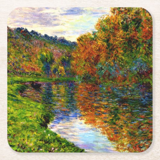 Monet - Arm of the Jeufosse, herfst, Kartonnen Onderzetters (Voorkant)