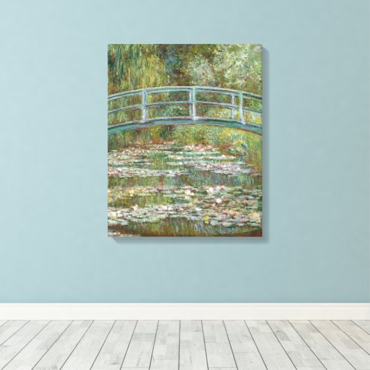Monet Art Bridge over een Pond van Watergelingen Canvas Afdruk (Insitu (Houten vloer))