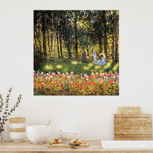 Monet - Artiestenfamilie in de tuin Poster
