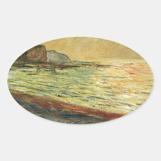Monet Beach bij Pourville Ovale Sticker (Voorkant)