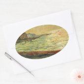 Monet Beach bij Pourville Ovale Sticker (Envelop)
