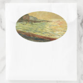 Monet Beach bij Pourville Ovale Sticker (Tas)