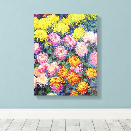Monet - Bed of Chrysanthemums Canvas Afdruk (Insitu (Houten vloer))