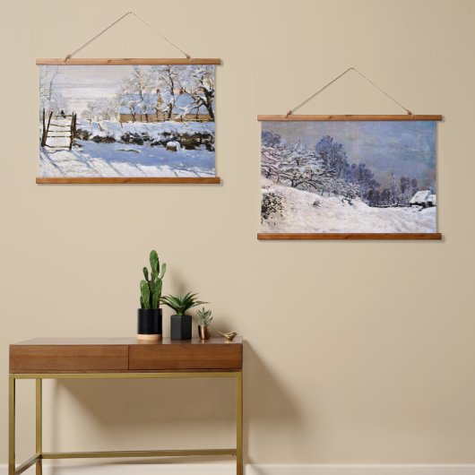 Monet beroemde winterlandschapsschilderijen hangend wandkleed (Asymmetrisch)