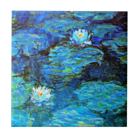Monet - Blauwe waterlelies Tegeltje (Voorkant)