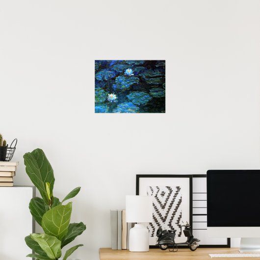 Monet - Blauwe waterlimieten Poster (Thuiskantoor)